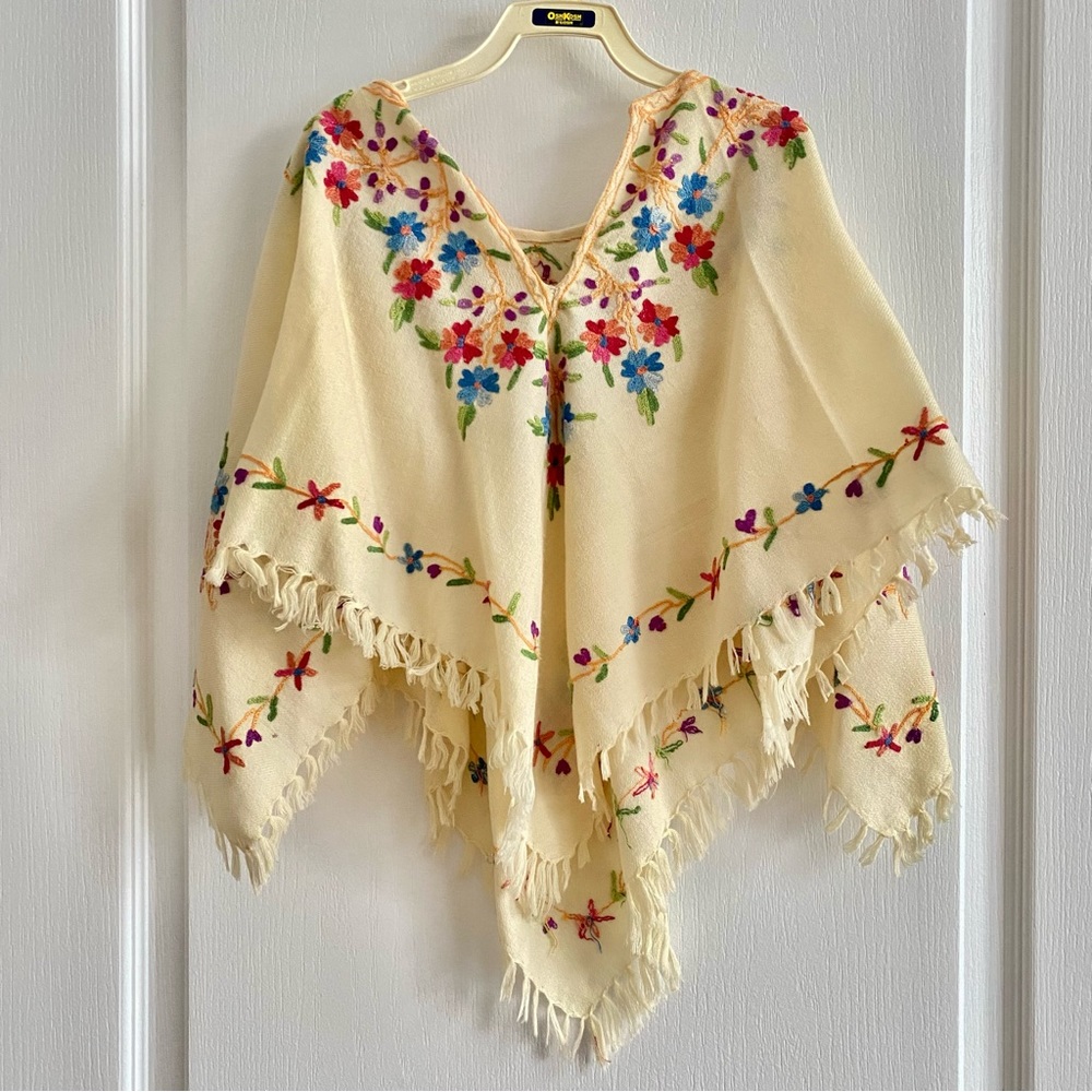 Vintage embroidered poncho